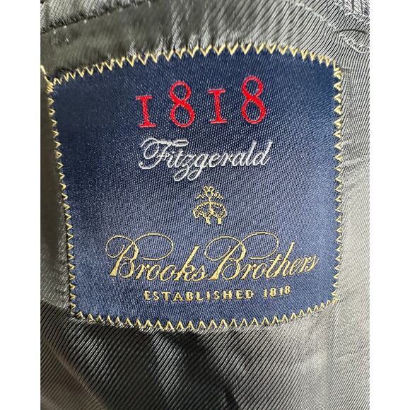 Brooks Brothers Mens 42R Fitzgerald Suit Jacket Pinstripe Blazer Wool Dark Gray - Picture 6 of 12